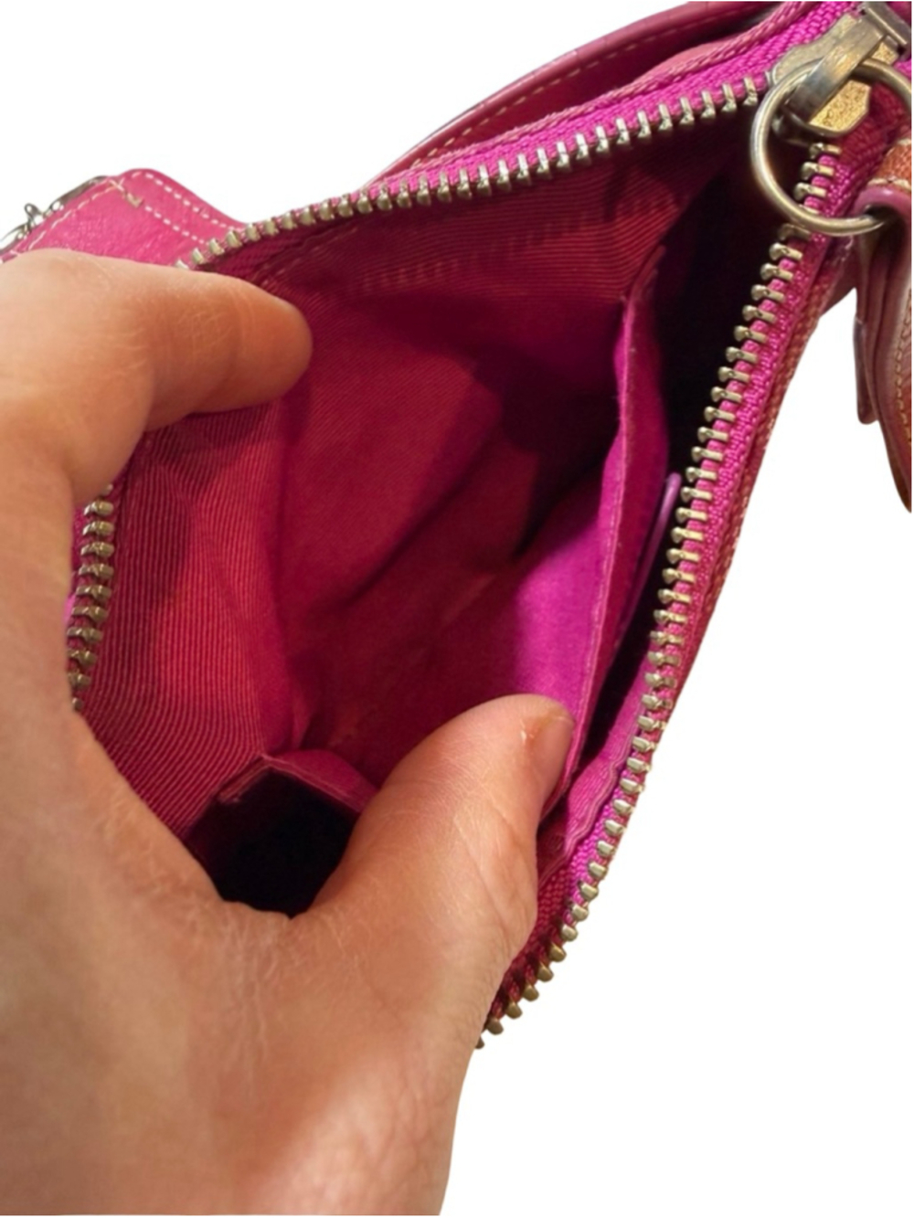 Vintage Y2K Coach Signature Hot Pink Suede Canvas Demi Shoulder Bag - Picture 11 of 11